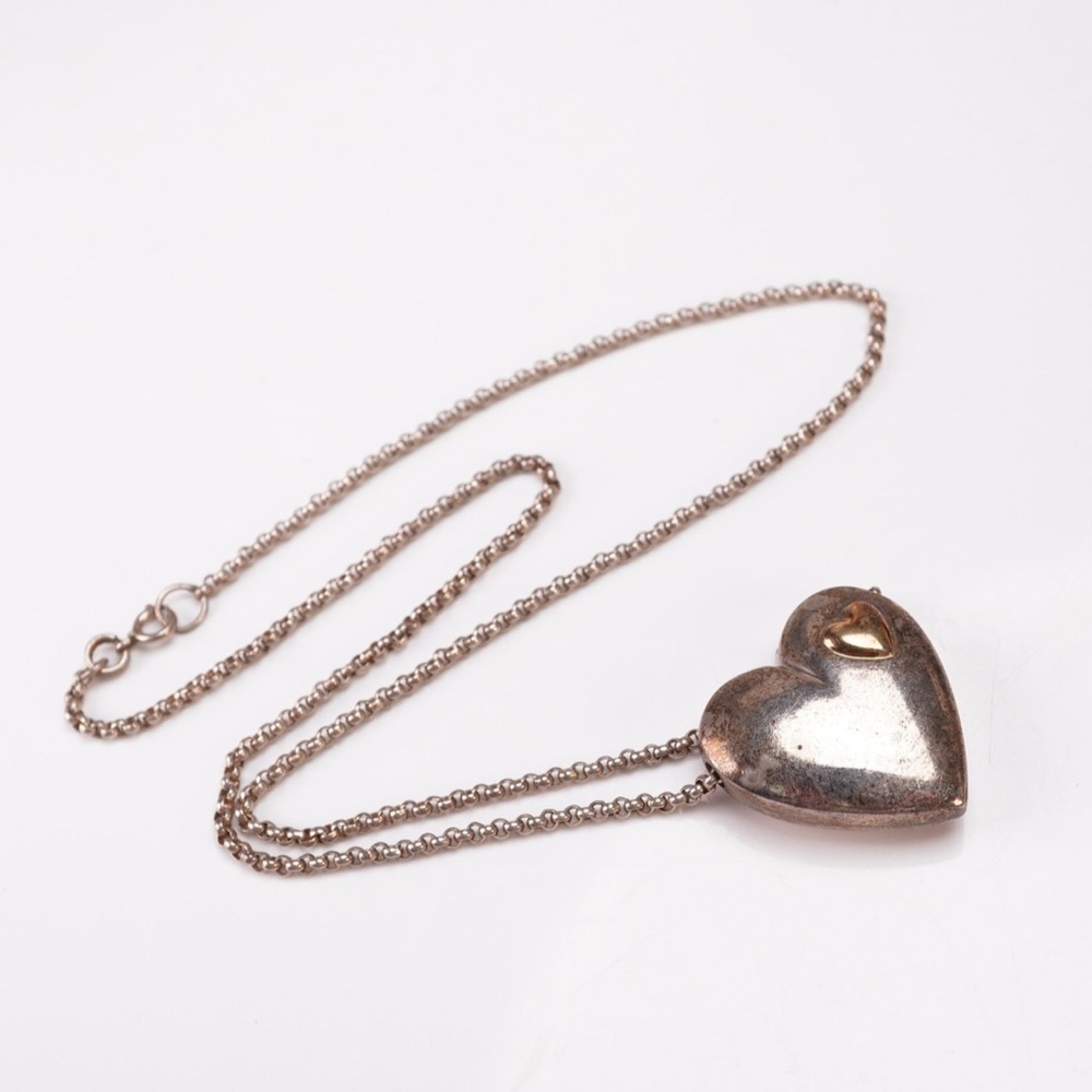 Mikal-Jon Bayanihan 925 Silver & 18K Gold Heart Pendant Necklace 18” Lot#54 - Picture 3 of 11